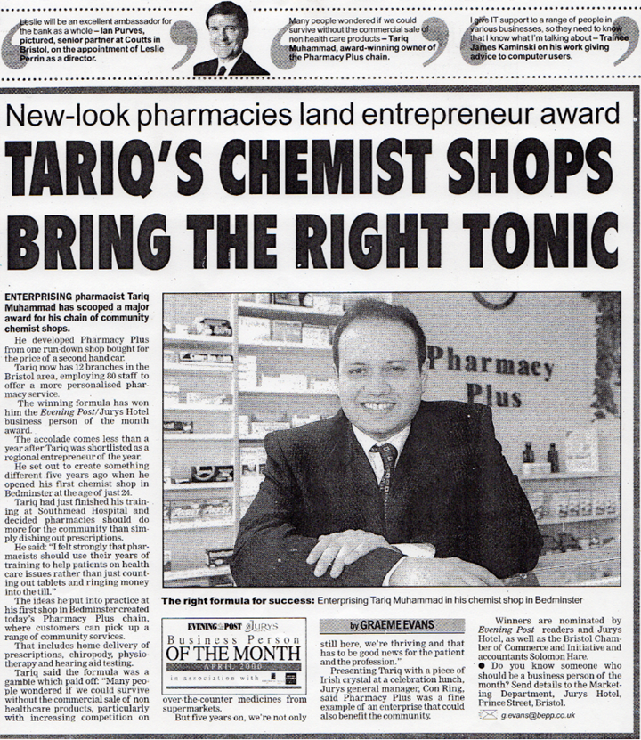 Pharmacy Plus news article 1999 original